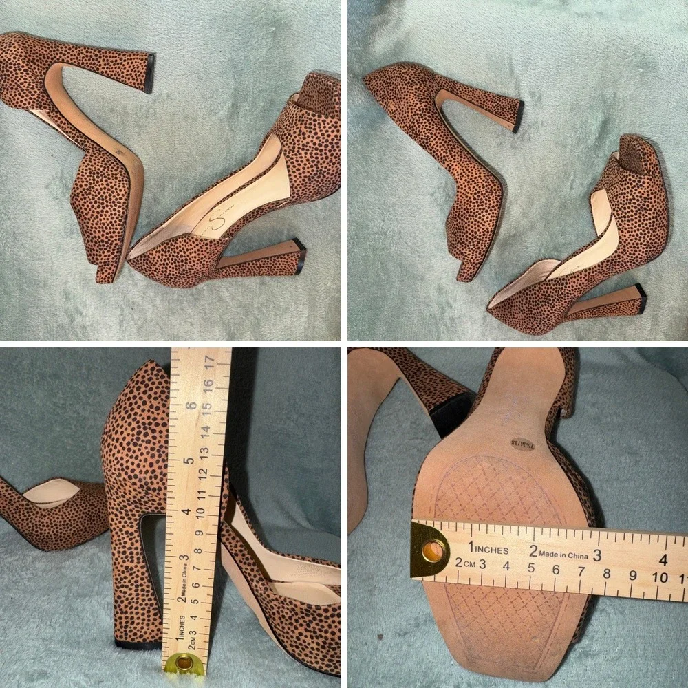 Jessica Simpson Womens Platform Heels 7.5 Brown Animal Print Block Heel D'Orsay